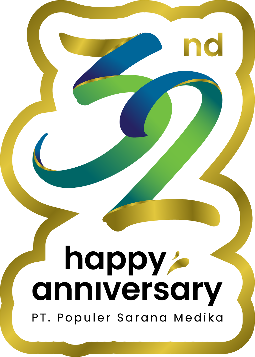 Logo HUT Populer 32 with Border Emas